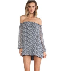 Blue Floral Precioso Off The Shoulder Dress